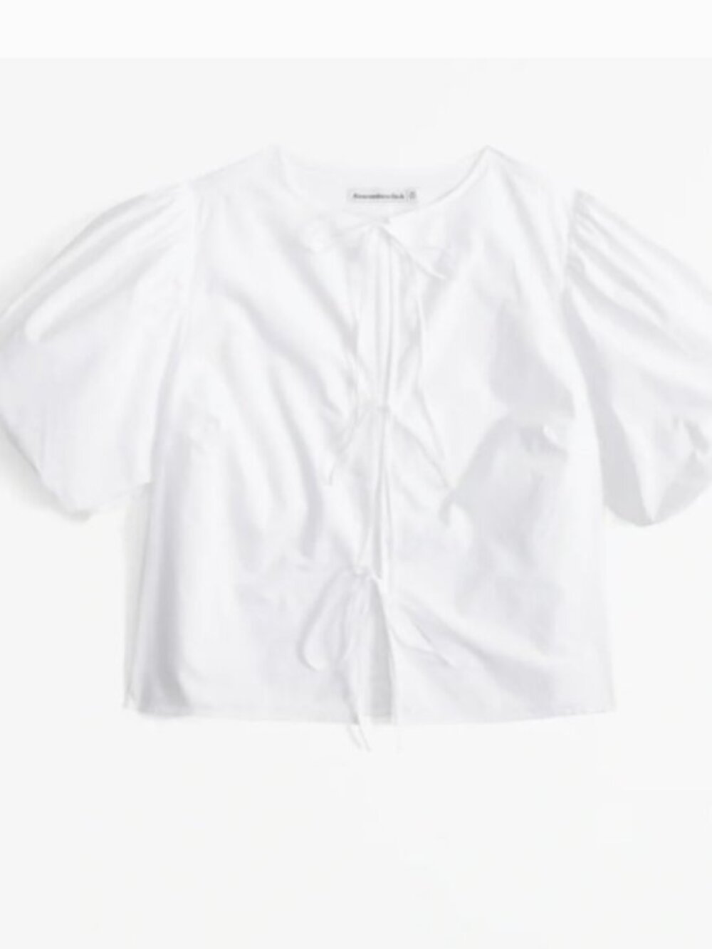 Abercrombie & Fitch White Tie-Front Puff Sleeve Blouse size Small